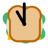 cartoon sandwich with clock hands at 11